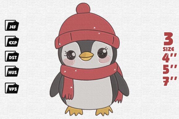 Adorable Winter Penguin in Beanie and Scarf