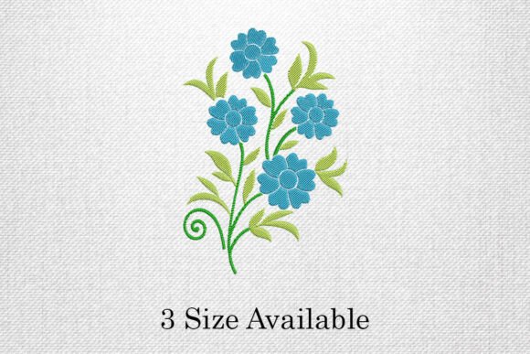 Blue Blossom Floral Embroidery Design