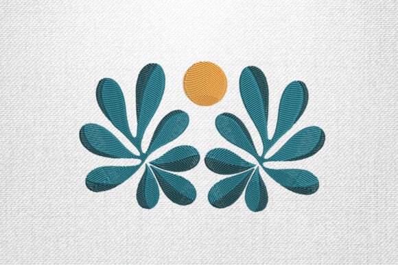 Blue Leaf Pattern Embroidery Design