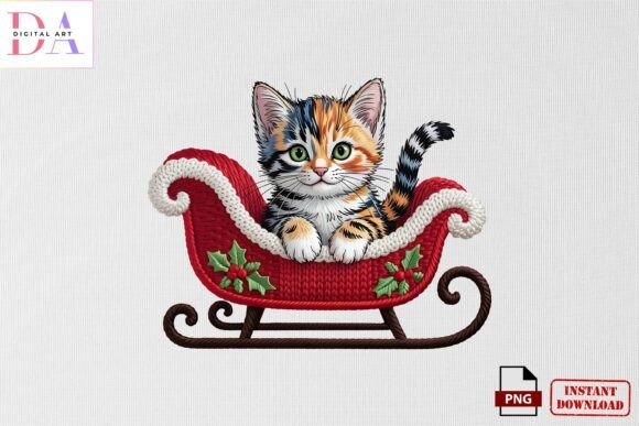 Christmas Cat Embroidery PNG