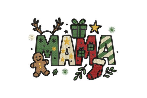 Christmas Mama Embroidery Design