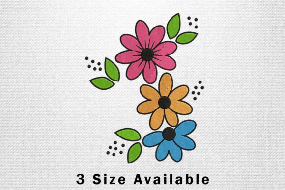 Colorful Daisy Trio Embroidery Design