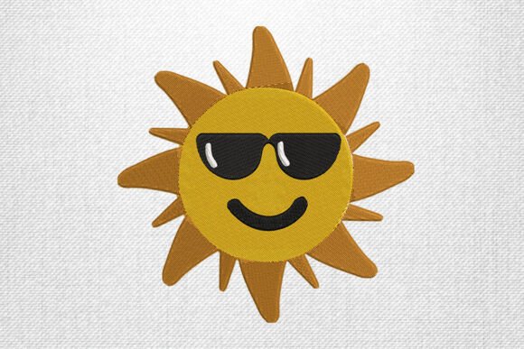 Cool Sun with Shades Embroidery Art