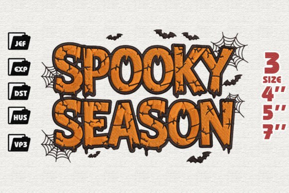 Cracked Spooky Season Halloween Embroidery Design