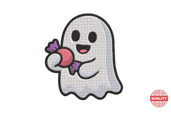 Cute Ghost with Candy Embroidery