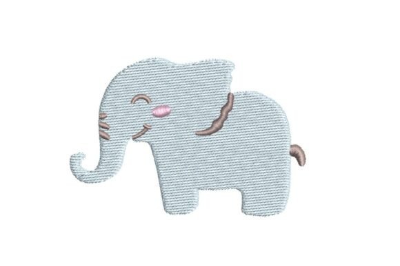 Cute Happy Baby Elephant Embroidery Design