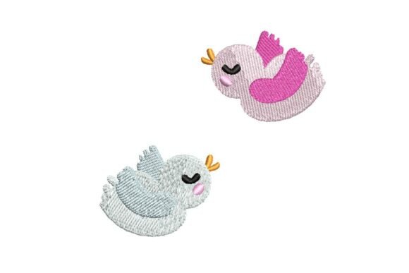 Cute Pastel Love Birds Embroidery Design Set