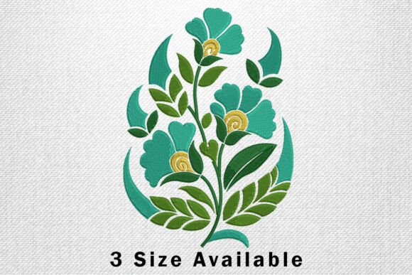 Elegant Blue Floral Embroidery Design