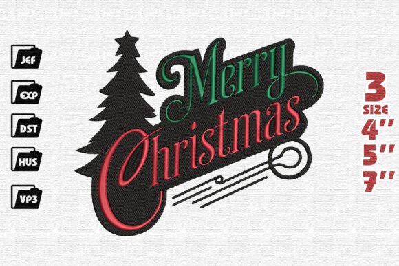 Elegant Merry Christmas Embroidery
