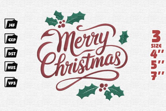 Elegant Merry Christmas Script with Holly