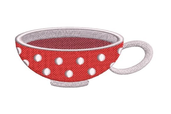 Festive Polka Dot Teacup Embroidery Design