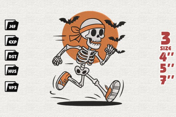 Halloween Skeleton Runner Embroidery Design