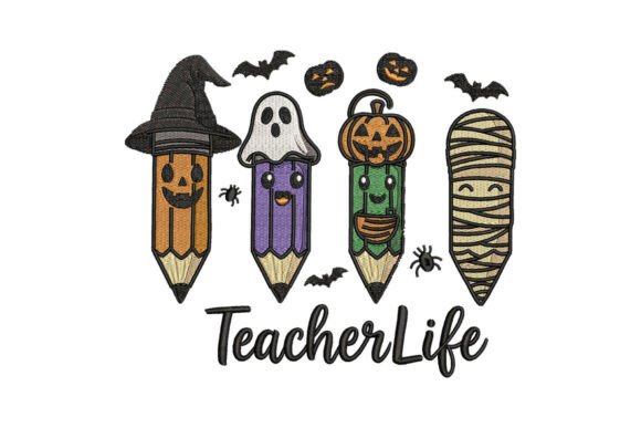 Halloween Teacher Life Embroidery