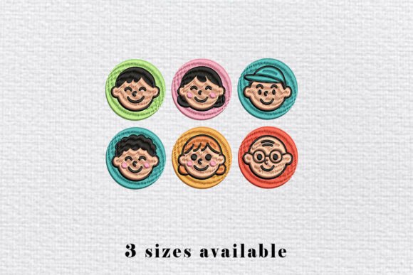 Happy Family Faces Embroidery File