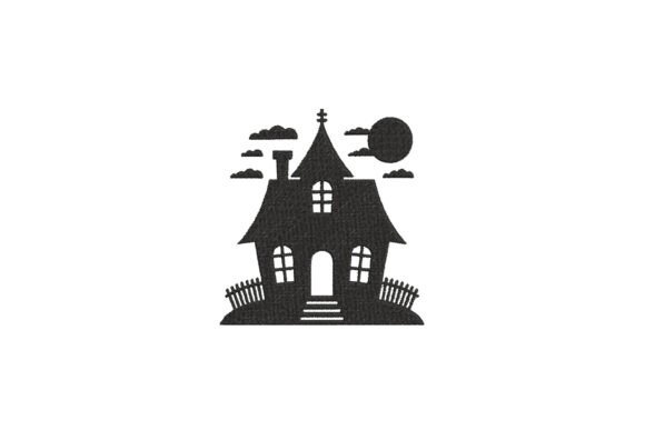 Haunted House Silhouette Embroidery
