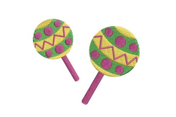 Mardi Gras Maracas Embroidery Design