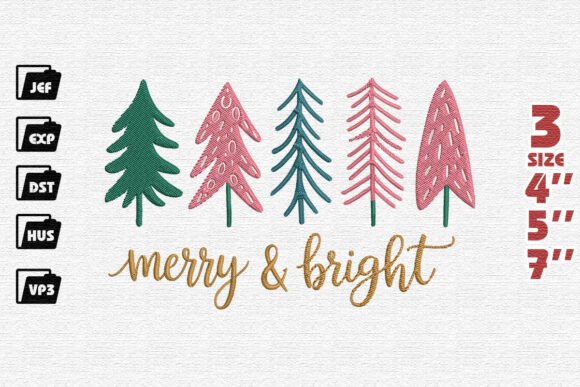 Merry Bright with Stylized Christmas Trees