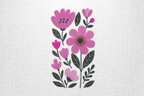 Pink Floral Embroidery Design Set