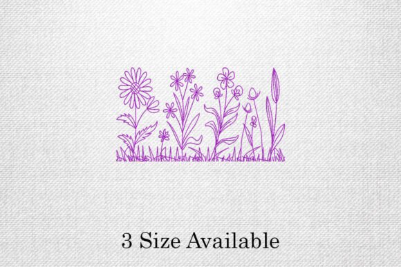 Purple Floral Garden Border Embroidery