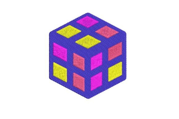 Retro 80s Puzzle Cube Embroidery Design