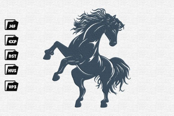 Stylized Rearing Stallion Embroidery Design