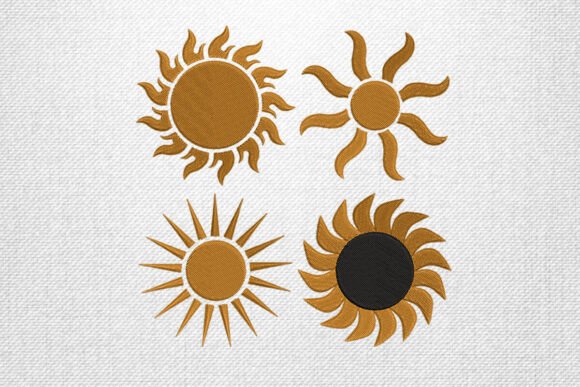 Sun Symbol Embroidery Design Set