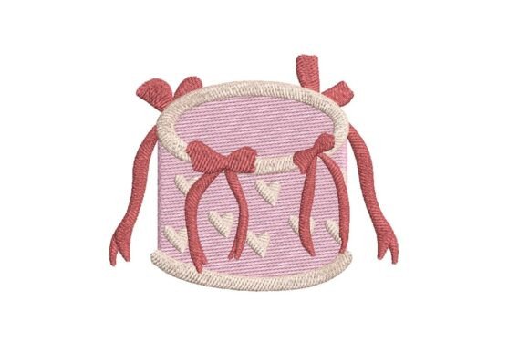 Sweet Pink Heart Cake Gift Box Embroidery