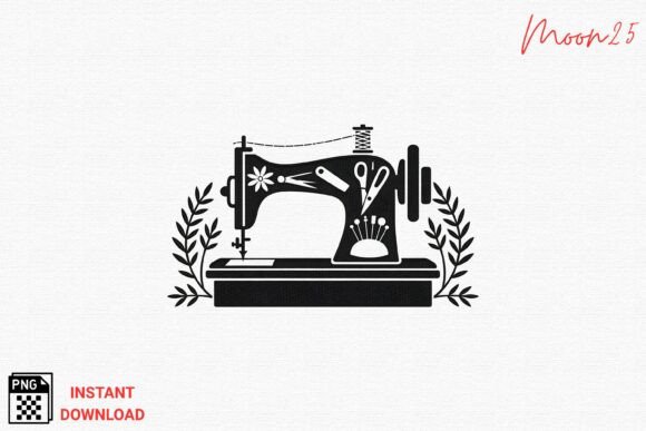 Vintage Sewing Machine Embroidery PNG