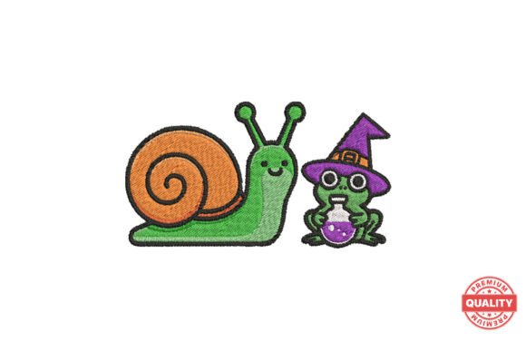 Witch Frog and Snail Embroidery